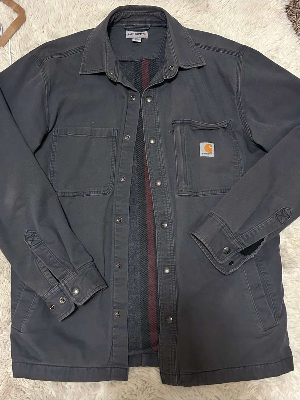 Carhartt Men's Charcoal Work Jacket with Lining